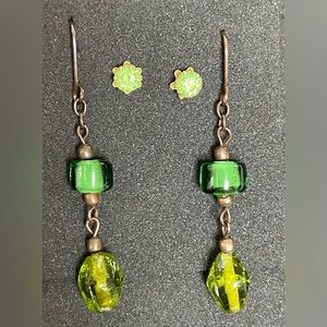 Shades of Green Glass Bead Earrings